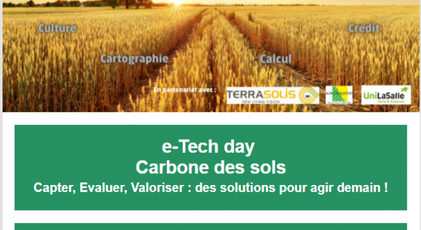 e-Tech day – Carbone des sols : capter, évaluer, valoriser. Des solutions pour agir demain !